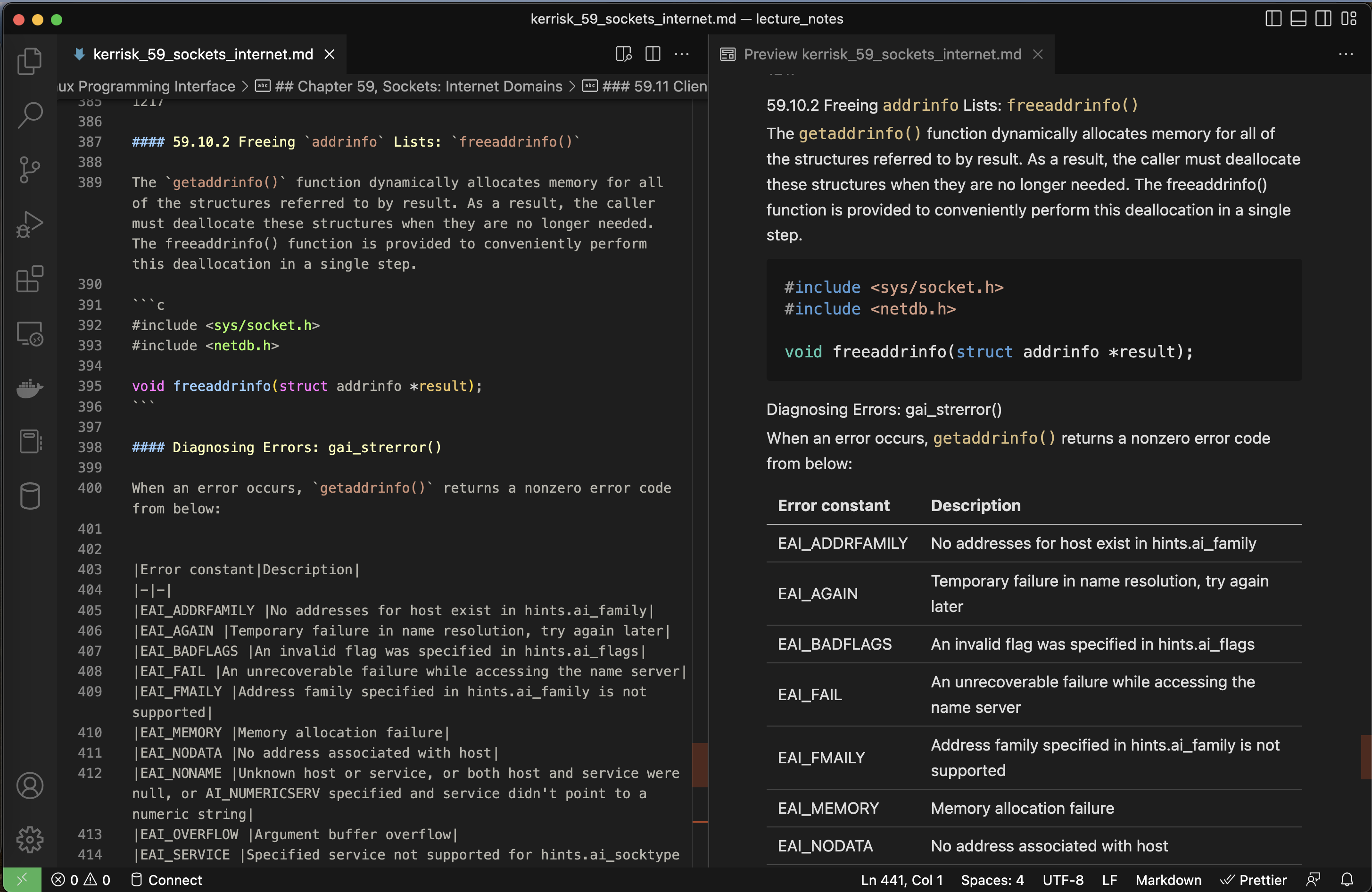 VS Code editing Markdown